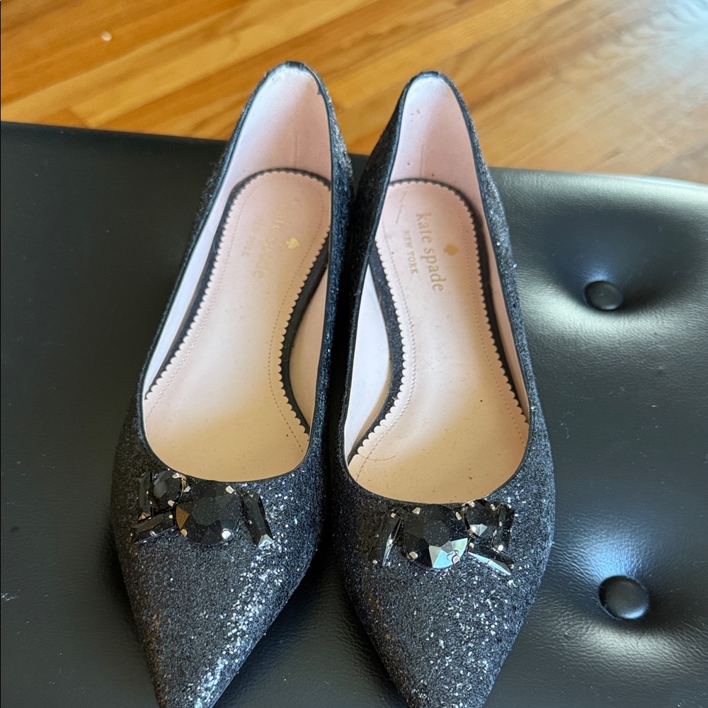 Kate Spade Black Glitter Flats